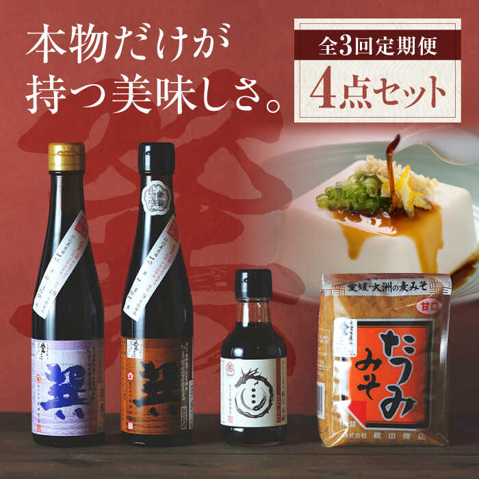 【ふるさと納税】【全3回定期便】 匠の醤油！ 醤油 セット！巽（たつみ）ーAJIWAIー 4点セット | 人気 おすすめ ランキング 濃口 淡口 再仕込み醤油 （梶田泰嗣） 大洲市/株式会社梶田商店[AGBB009] 40000 40000円 以上