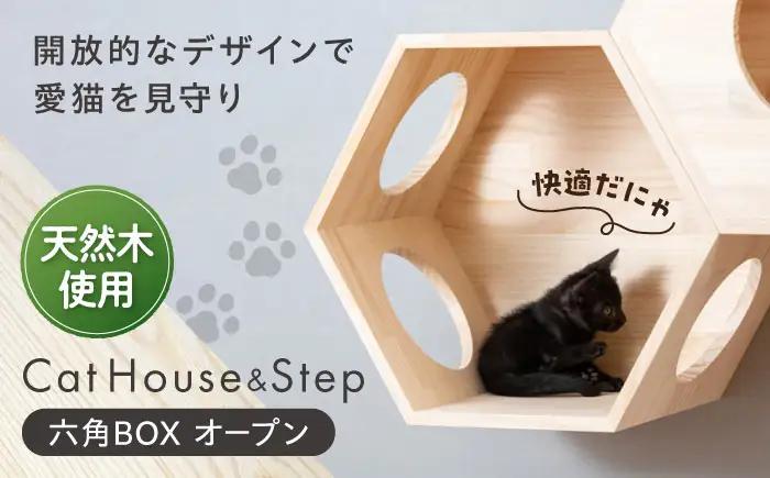 ペット 猫ハウス＆キャットステップ六角BOX オープン ペット BLBY001