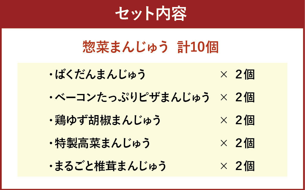 おくぶんご 新時代 惣菜 まんじゅう 詰め合わせ 計10個（5種×2個）