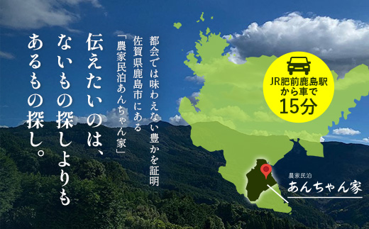 農家民泊 あんちゃん家 ペア宿泊券【1日1組限定/1泊2食】【夕食プレミアムしゃぶしゃぶ+羽釜ご飯】or【夕食グレードアップBBQ/佐賀牛or猪肉で選べる+羽釜ご飯】　佐賀県 鹿島市 民泊 旅行 宿泊