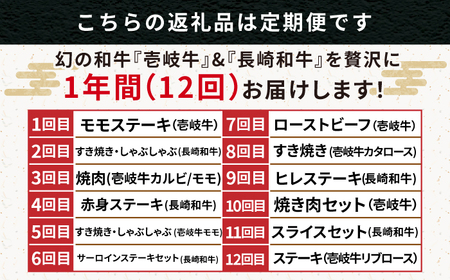 【全12回定期便】《50万》 壱岐牛 ギュギュギュ 定期便 （壱）《壱岐市》 肉 ステーキ 焼肉 しゃぶしゃぶ すき焼き 赤身[JZX010] コダワリステーキ・すき焼き・しゃぶしゃぶ・焼肉 こだわり
