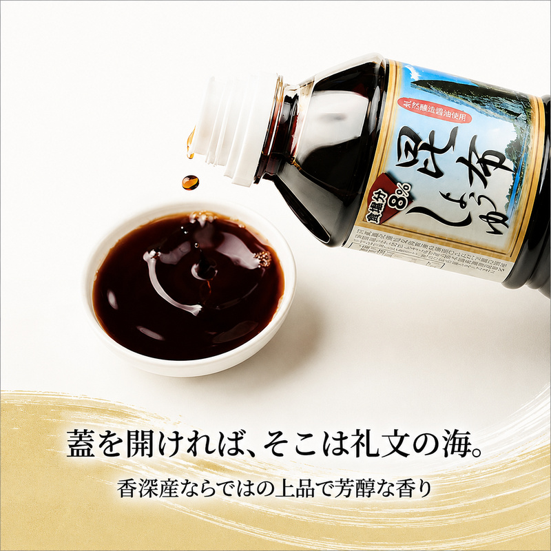 【9月30日受付終了】【礼文島リボンプロジェクト】北海道 礼文島 香深産 上品な旨み 利尻昆布しょうゆ 500ml×5本(ピンバッジ付)［香深漁業協同組合］【 醤油 しょうゆ 昆布しょうゆ だし醤油 