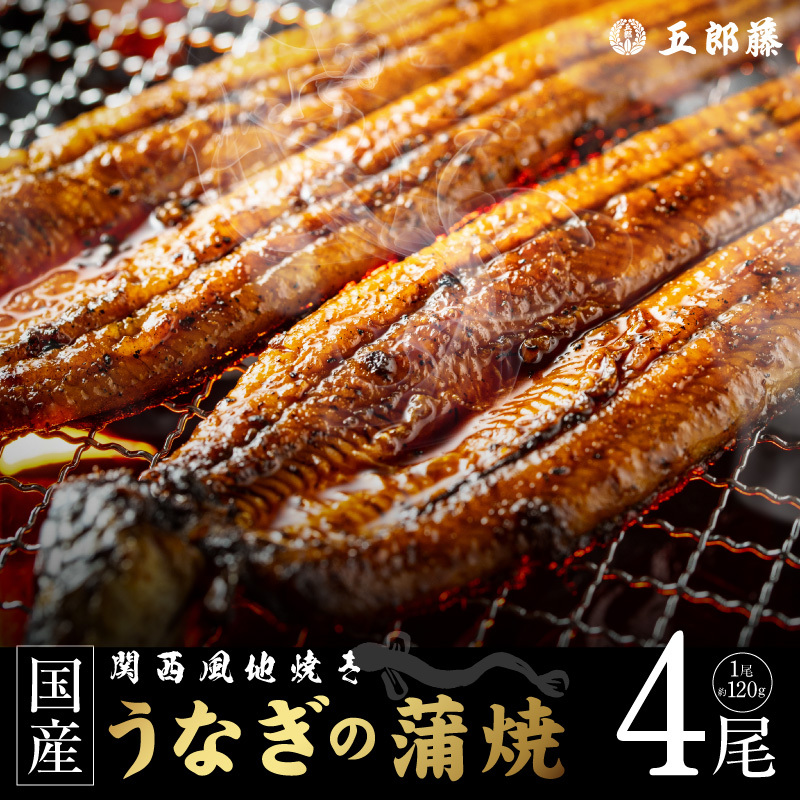 老舗「五郎藤」関西風地焼き 国産有頭旨鰻 120g×4尾 計約480g 前後 うなぎ ウナギ 蒲焼き 炭火 020C618