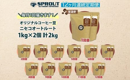 コーヒー豆 自家焙煎 オリジナルブレンド オートルート コーヒー豆【2.0kg 全12回 計24.0kg】【定期便】