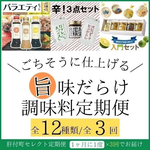 【C90002】 ＜定期便・全3回＞肝付町セレクト定期便《旨味だらけ！調味料定期便》