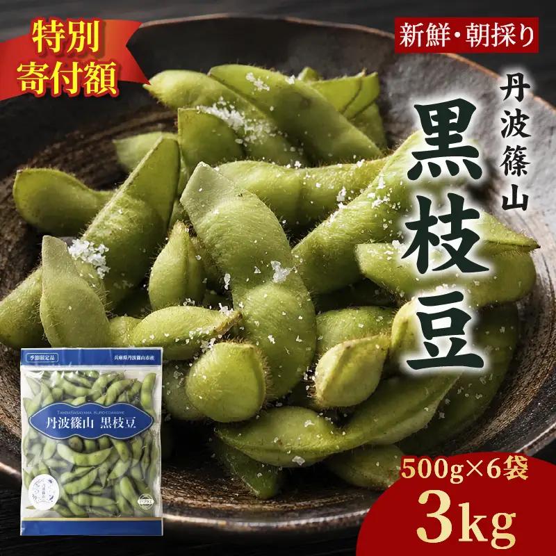 寄付額見直し〈予約〉丹波黒枝豆 3kg (500g×6）小分け 枝豆