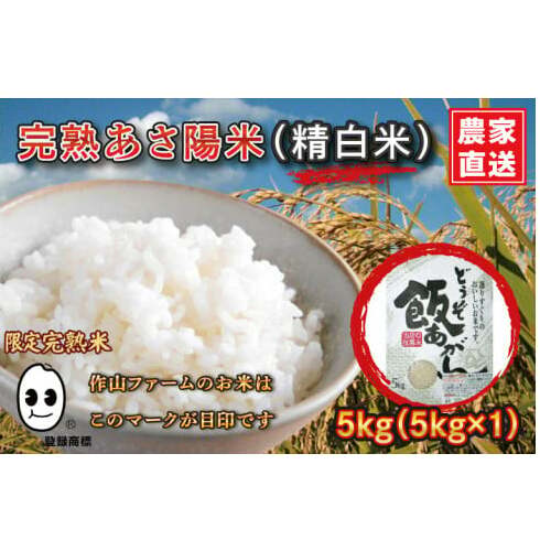 ＼新米 令和7年産／ 完熟あさ陽米 (精白米) 5kg ひとめぼれ 特別栽培米 生産農家直送 (CP028)