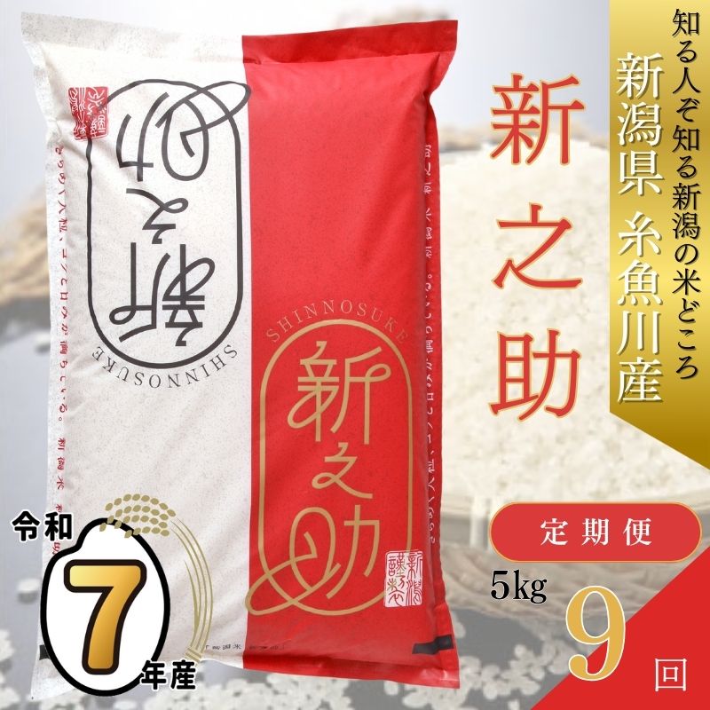 【ふるさと納税】 令和7年産 新米予約 『新之助』 【9ヶ月定期便】 5kg×9回 毎月お届け 計45kg 新潟県糸魚川産 農家直送便 2025年 白米 しんのすけ 9か月 あぐ里能生 食品 人気 おすすめ ギフト 新潟県の新ブランド米 産地直送 精米 米 こめ