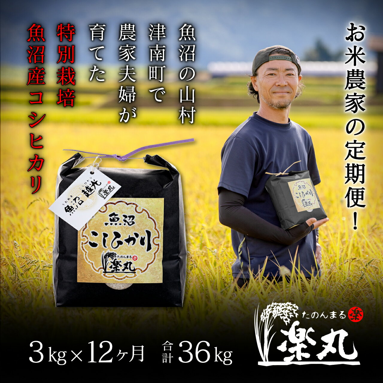 【ふるさと納税】【令和7年産新米】【農家直送】豪雪地・津南町の米農家夫婦が育てた特別栽培魚沼コシヒカリ 3kg×12回（計36kg）