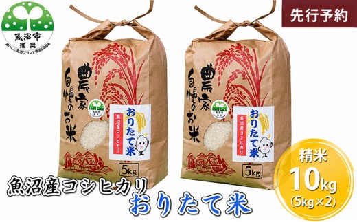 
                  【先行予約 令和8年産】 魚沼産コシヒカリ おりたて米 （精米）10kg（5kg×2） お米
                