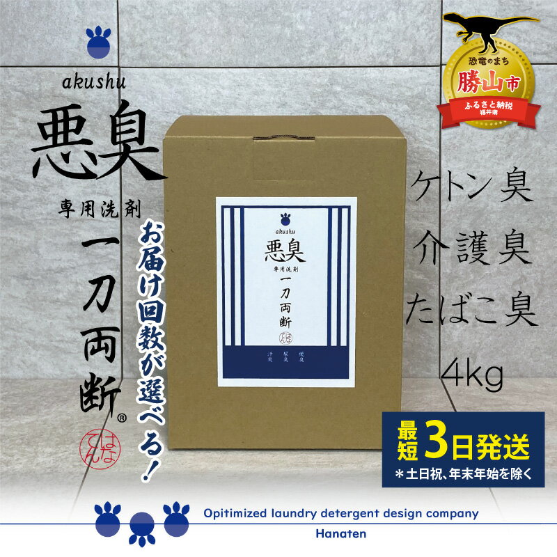 【ふるさと納税】悪臭対策洗剤 悪臭-akushu- 一刀両断 4kg 定期便対応可能 ｜ 洗濯洗剤 高級洗剤 におい対策 ユニフォーム 作業着 仕事着 4キロ