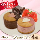 【ふるさと納税】エアリーショコラサンド　4個入り（チョコレート2個/ストロベリー2個）長与町/CAKE SHOP FAVORI[EBV045] クッキーサンド スイーツ チョコレート ストロベリー 焼き菓子 洋菓子 お菓子 おやつ セット 詰め合わせ ギフト 冷凍 個包装