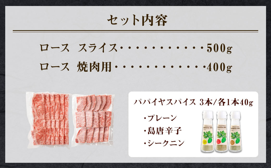 鹿児島黒牛 特選 すき焼き＆焼肉（合計 約1.9kg） 3種のパパイヤスパイス付き