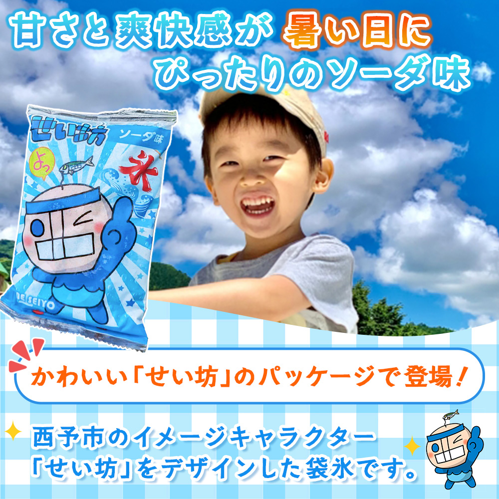 ＜袋かき氷 ソーダ味 20袋セット＞ かき氷 ソーダ味 氷菓 シャーベット 袋氷 スイーツ 西予市イメージキャラクターせい坊デザイン いそき屋 愛媛県 西予市