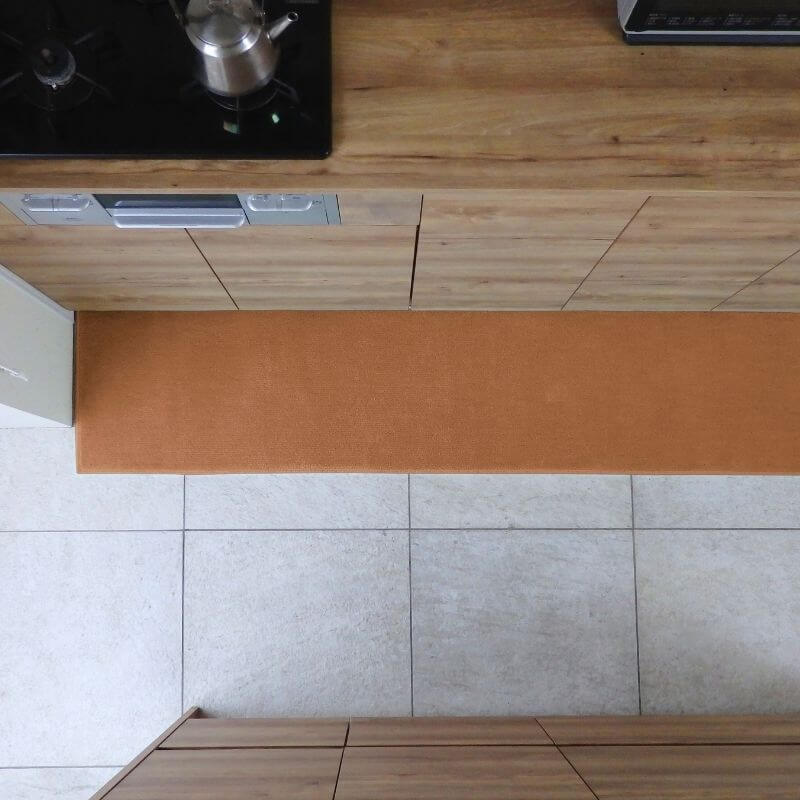 北欧風キッチンマット ラグマットタイプ 45×240cm ノーマル型 オーカー 抗菌防臭 SEK 織人しきもの屋工房 diw0123