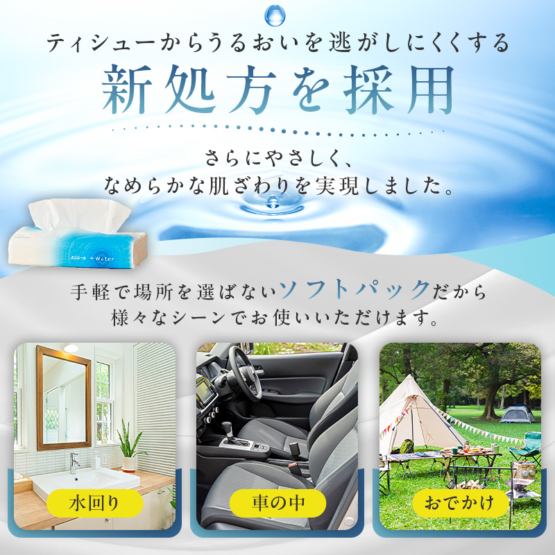 エリエール +Water（プラスウォーター）ソフトパックティシュー　120W5P×18パック　【0095-016】_イメージ5