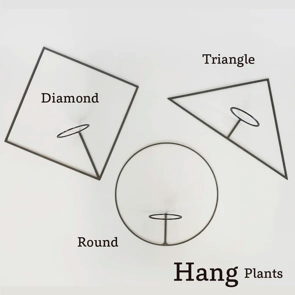 GRAVIRoN Hang Plants シリーズ Triangle/Diamond/Round セット 黒皮鉄（プランツハンガー） 観葉植物 プランター_イメージ2