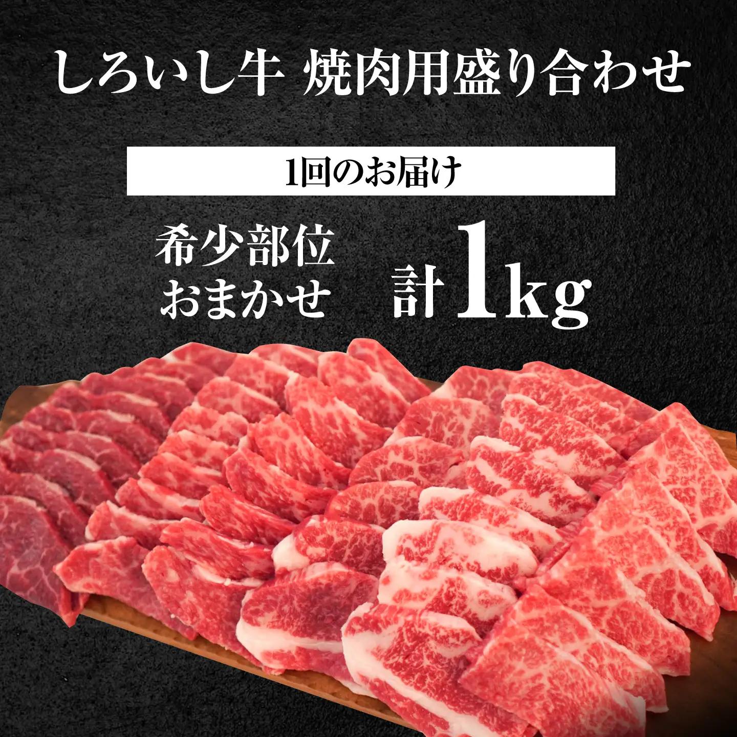 【12回定期便】 焼肉用盛り合わせセット（希少部位）各回1kg / 牛肉盛り合せ [IAH048]