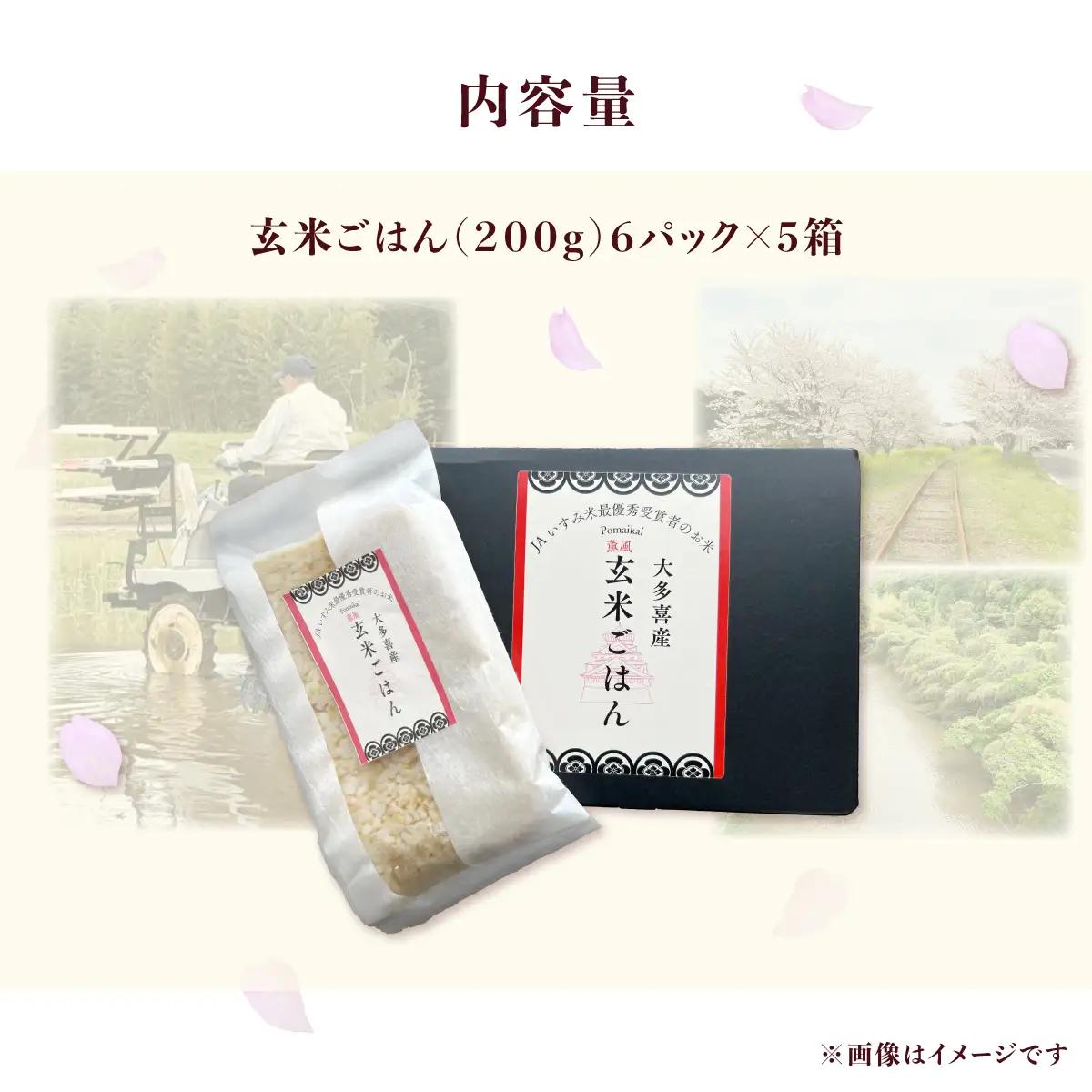 玄米ごはん２００g×３０　ふるさと納税 米 こめ コメ ごはん ご飯 コシヒカリ 玄米 200g 6パック セット 5箱 計30個 長期保存 常温 無添加 お弁当 キャンプ 備蓄 非常食 千葉県 大多