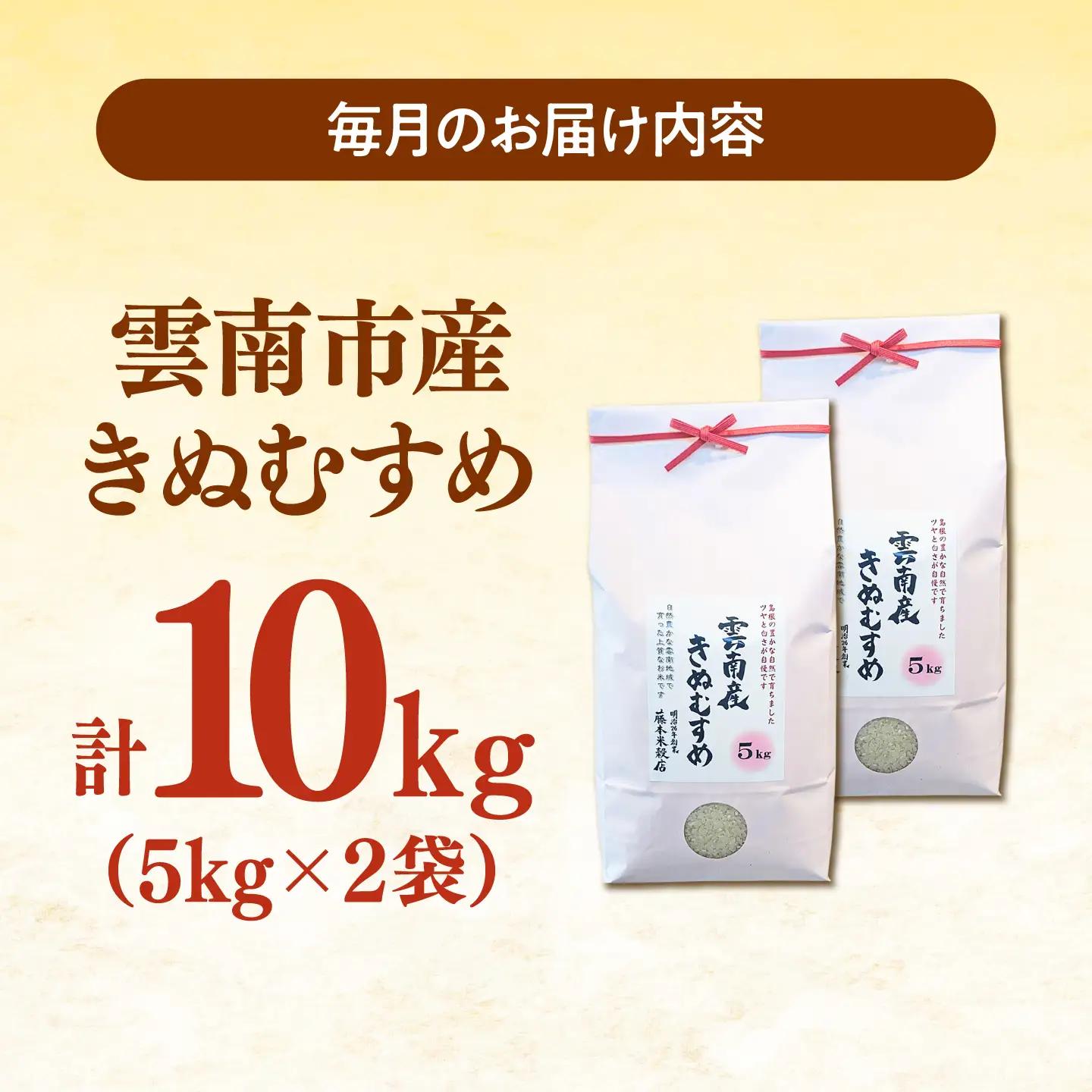 【全3回定期便】雲南市産きぬむすめ 10kg（5kg×2袋）[AIDB103] きぬむすめ
