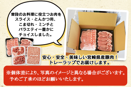 ＜宮崎県産豚肉 《お楽しみ》バラエティーセット 合計2.0k＞翌月末迄に順次出荷【 豚肉 スライス 豚ロース 豚小間 こま切れ 豚ミンチ セット 小分け とんかつ 生姜焼き ハンバーグ 食べて応援 食