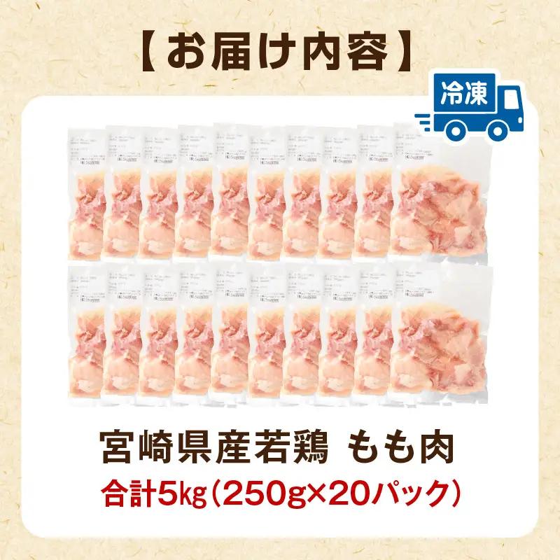 鶏肉 もも肉 鶏肉[宮崎県産 若鶏 5kg 250g×20P]