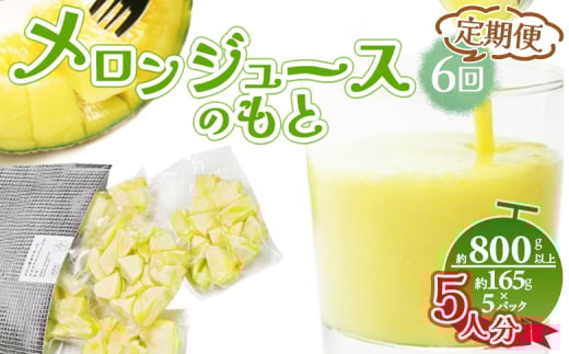 【6回定期便】メロンジュースのもと 約800ｇ 約165g×5パック - 国産 マスクメロン 完熟 飲み物 飲料 甘い フルーツジュース ジュース スムージー アレンジ 果物 くだもの フルーツ めろん カットメロン 篤農 高知県 香南市 冷凍 Wtn-0035