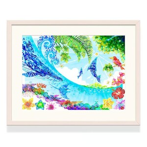 インテリア ［琉球イラストレーション］ 与儀勝之 『太陽へ / Catch the Sun』 額装Lサイズ  BCAI021 アート