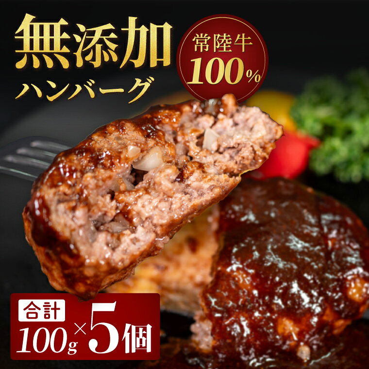 【ふるさと納税】無添加 常陸牛ハンバーグ(100g)5個セット|黒毛和牛 国産和牛 冷凍 個包装 惣菜 おかず 簡単調理 牛肉 人気 茨城県 取手市（AV003）