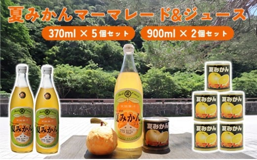 
            みかん 加工品 セット 萩名産 夏みかん マーマレード 370g×5個 ＆ 夏みかん ジュース 900ml×2本 柑橘類　｜HG001058
          