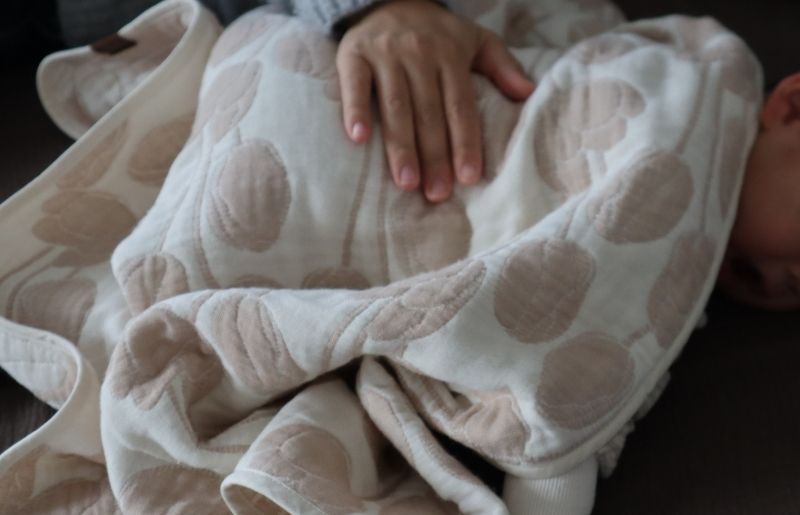 泉州南部織 6重ガーゼマルチケット（チューリップ/ベージュ） G1998