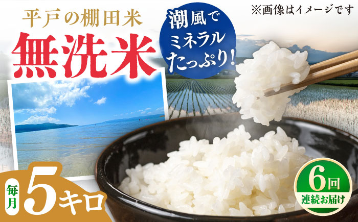 
            【全6回定期便】【潮風で育った新鮮米】平戸の棚田米（無洗米）約5kg 平戸市 / ひらど新鮮市場 [KAB238]
          