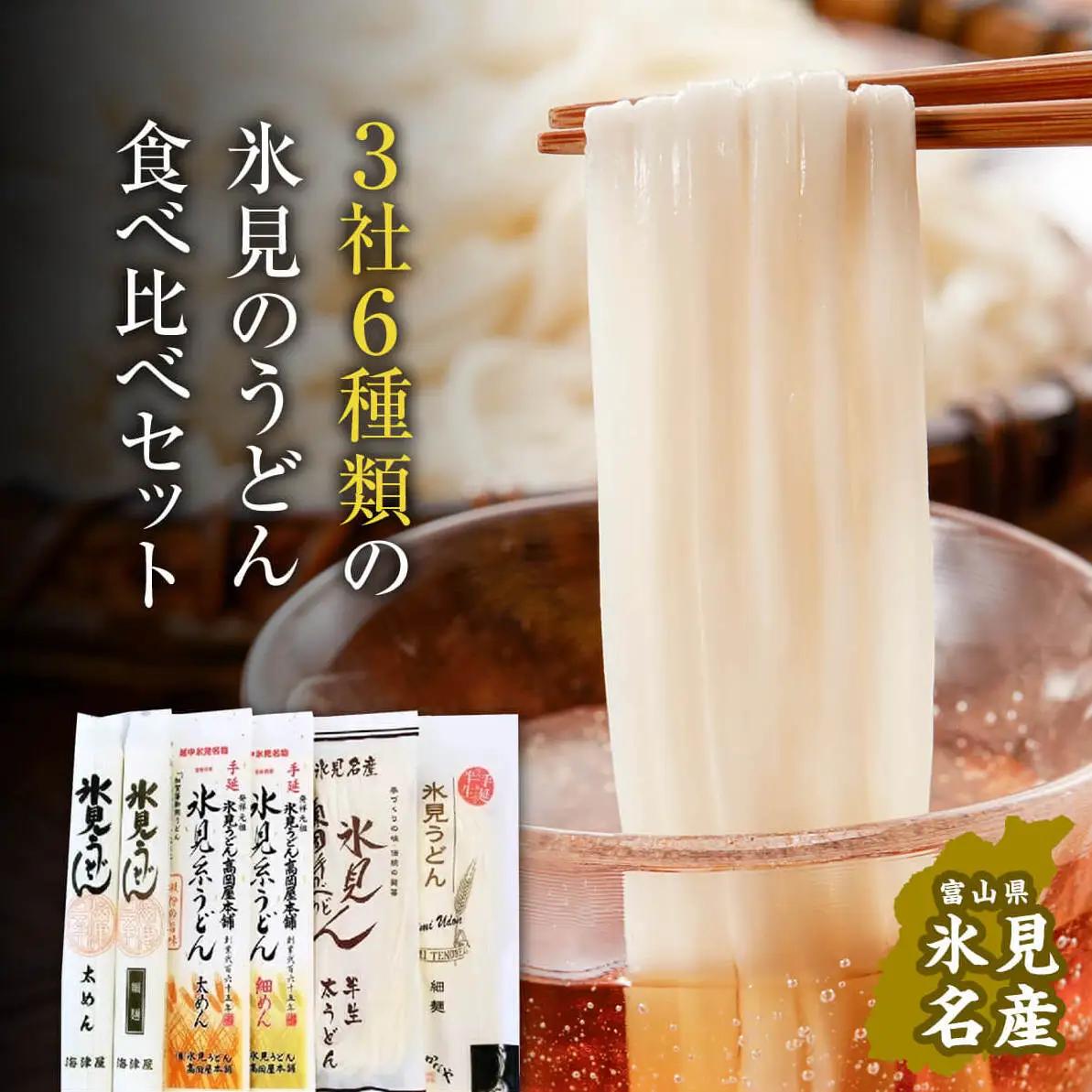 種類豊富！氷見のうどん食べ比べ6本セット（200g×5本＋220g） | 海津屋 高岡屋 氷見 乾麺 ギフト 送料無料 細麺 手延べ ご当地 富山 麺類  セット 氷見うどん 食べ比べ 半生 詰め合わせ 氷見うどん 