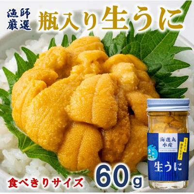 ふるさと納税 普代村 【期間限定 寄付金額改定】【漁師厳選】 普代産 生うに60g 瓶入り ミョウバン不使用 塩水