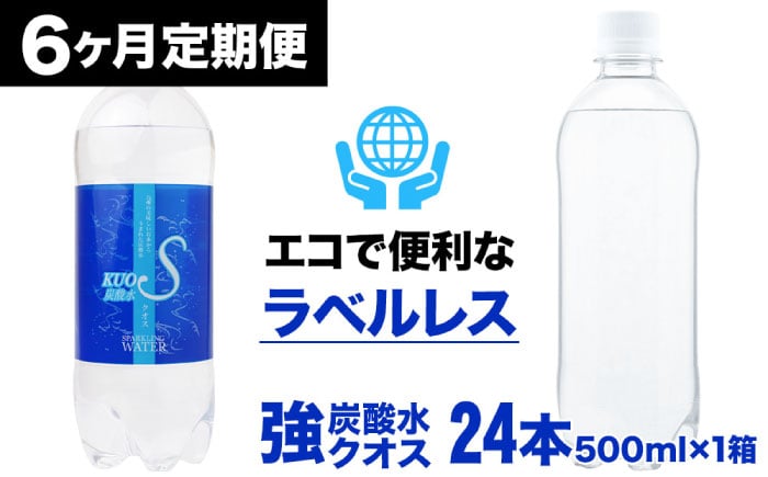 
            【全6回定期便】強炭酸水クオス プレーン ラベルレス 500ml×24本 日田市 / 株式会社OTOGINO [AREF130]
          