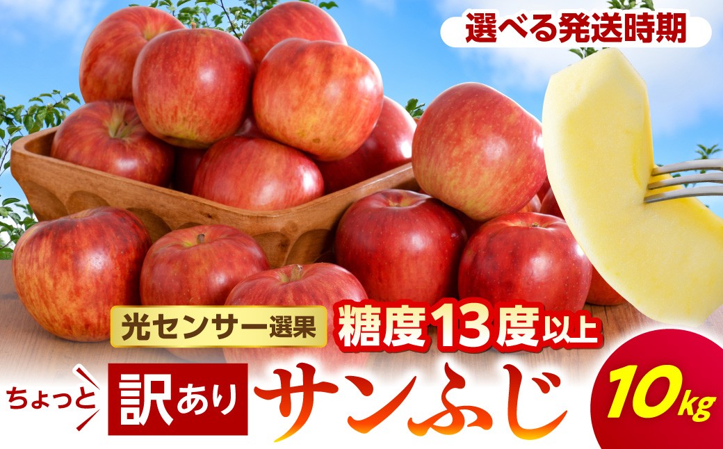 
                  【先行受付】【選べる配送時期】【訳あり】 りんご 約 10kg サンふじ 青森産 光センサー選果〈 糖度 13度 以上〉【11月 12月 1月 2月 3月】 青森りんご 五所川原 サンふじりんご さんふじ 家庭用 リンゴ ringo
                