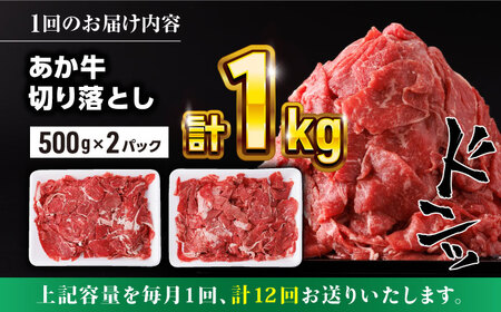 【全12回定期便】熊本県産 あか牛 切り落とし 合計12kg (500g×2P) 切り落とし 肉 定番 切り落とし 肉 切り落とし 煮込み 切り落とし 和牛 切り落とし あか牛 切り落とし 牛肉おすす