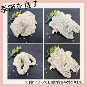 山口県産 季節のフライ 詰め合わせ セット 計800g ( 鮮魚 魚介 海鮮 イカ アジ サバ かます かんぱち 海の幸 加工品 惣菜 食べ比べ お手軽 便利  簡単調理 揚げるだけ 鯵 鯖 おかず 