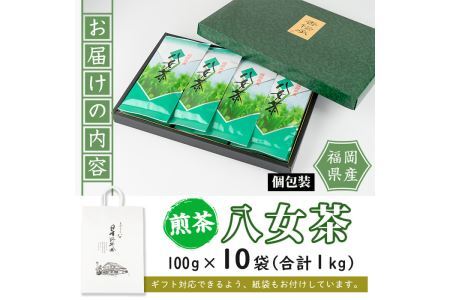 八女茶(計1kg・100g×10袋) お茶 緑茶 煎茶 茶葉 小分け 常温 常温保存【ksg0012】【お茶の星陽園】