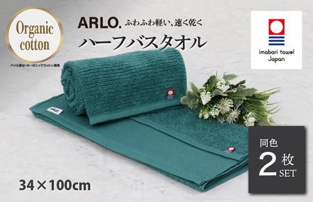 （今治タオルブランド認定品） ARLO.ハーフバスタオル 2枚 （グリーン） [I003930HBT2G] 今治タオル タオル 今治バスタオル バスタオル 小さめ 毛羽落ち 吸水 ふわふわ 超無撚糸 ギフト ギフトセット お祝い 贈り物 日本製 プレーリードッグ