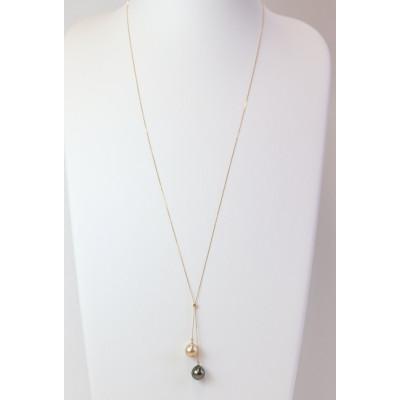 ふるさと納税 山梨市 K18ゴールデン・黒蝶真珠トリプルスライドネックレス最小40cm〜最大80cm |  | 02