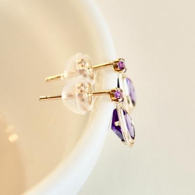 ふるさと納税 甲府市 【ジュエリー】K10 イエローゴールド アメシスト 縁どり ピアス 保証書付 SE-2861 |  | 02