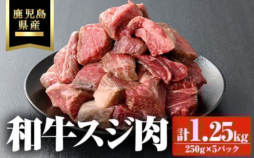 
            鹿児島県産和牛スジ肉 計1.25kg(250g×5P) 鹿児島県産 和牛 スジ【ビーフ倉薗】A802
          