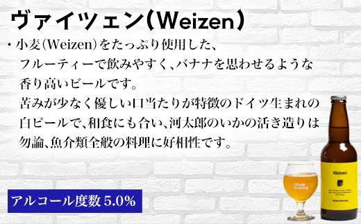 クラフトビール 3種(ペールエール/IPA/ヴァイツェン)飲み比べセット (1本330ml×各2本) ホエールブルーイング 呼子 ipa ギフト 瓶ビール クラフト お酒 アルコール 家飲み「2024