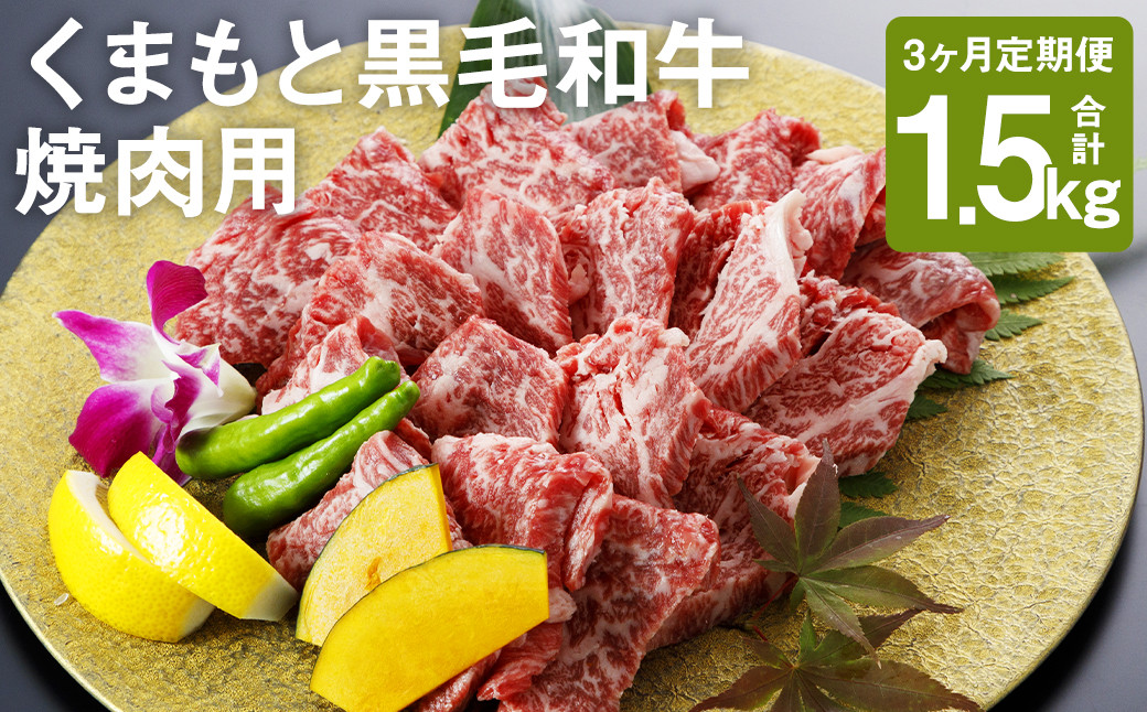 
【定期便3回】くまもと黒毛和牛 焼肉用 500g 合計1.5kg
