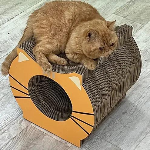 キャットンネル（猫用爪とぎダンボールハウス） 猫 ネコ ねこ ネコの爪とぎ つめとぎ トンネル おもちゃ ペット グッズ 強化ダンボール 日本製 サバ白