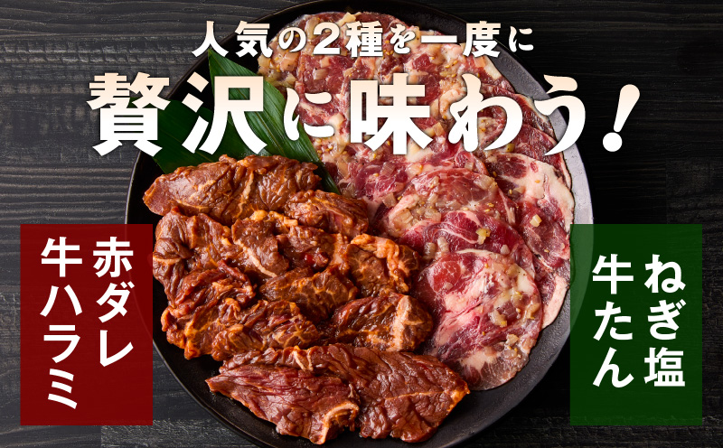 牛タン＆牛ハラミ お試し 1kg 焼肉セット【成型牛たん ハラミ 味付き 牛肉 やきにく BBQ 薄切り スライス 訳あり サイズ不揃い】