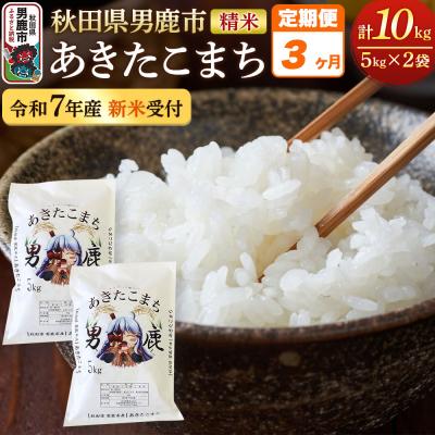 ふるさと納税 男鹿市 《定期便3ヶ月》＜令和7年産＞あきたこまち 精米 10kg|23_ymk-010203