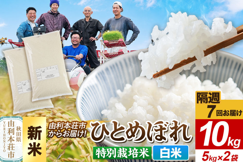 ＜令和8年産 新米＞《2週間毎お届け》【定期便7回】【白米】ひとめぼれ 10kg（5kg×2袋）特別栽培米   秋田県産 [ひとめぼれ 新米 米 お米 白米 精米 特別栽培米 ブランド米 食卓 おにぎり 秋田県産 秋田]