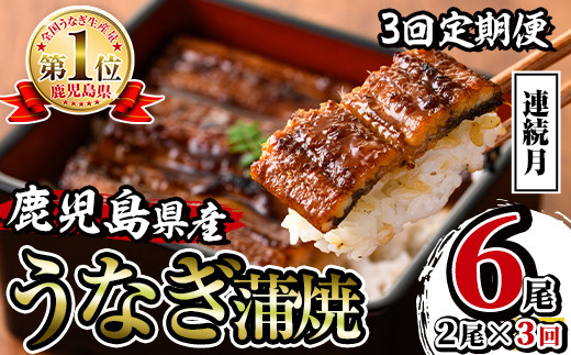 i853-A ＜定期便・計3回(連続月)＞鹿児島県産うなぎ蒲焼2尾セット＜(約140g×2・計約280g)×全3回＞ うなぎ 鰻 ウナギ 2尾 蒲焼き 国産 鹿児島県産 焼きたて 生産量日本一 真空パック おかず 晩御飯 特別な日 【薩摩川内鰻】